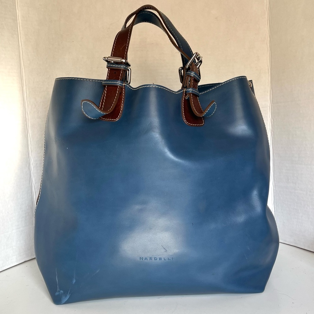Nardelli Blue Leather Tote Bag